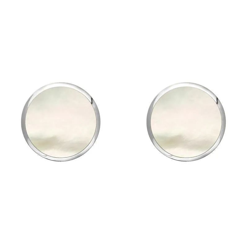 Sterling Silver White Mother of Pearl 6mm Classic Medium Round Stud Earrings sold by Jura Watches