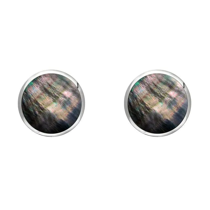 Sterling Silver Dark Mother of Pearl 6mm Classic Medium Round Stud Earrings sold by Jura Watches