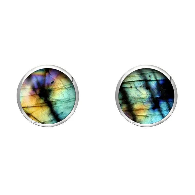 Sterling Silver Spectrolite 6mm Classic Medium Round Stud Earrings sold by Jura Watches