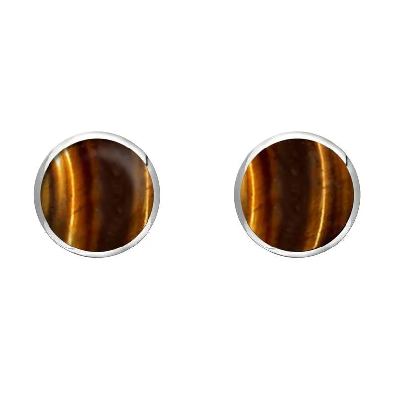 Sterling Silver Tigers Eye 6mm Classic Medium Round Stud Earrings sold by Jura Watches