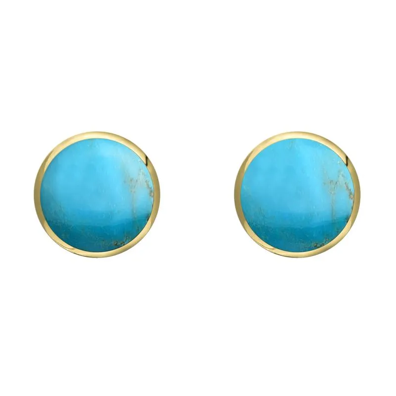 9ct Yellow Gold Turquoise 6mm Classic Medium Round Stud Earrings sold by Jura Watches