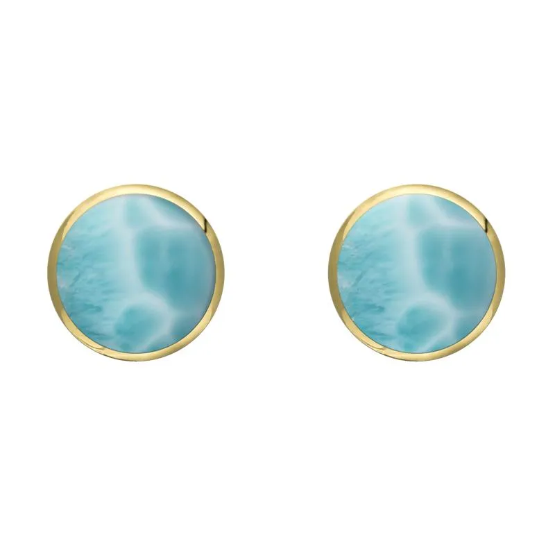 9ct Yellow Gold Larimar 6mm Classic Medium Round Stud Earrings sold by Jura Watches