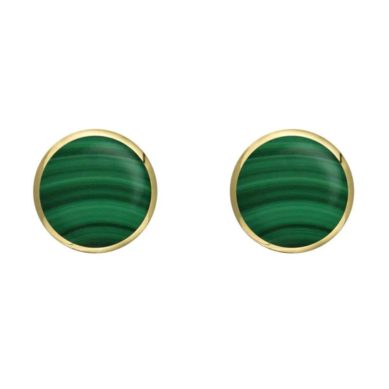 9ct Yellow Gold Malachite 6mm Classic Medium Round Stud Earrings sold by Jura Watches