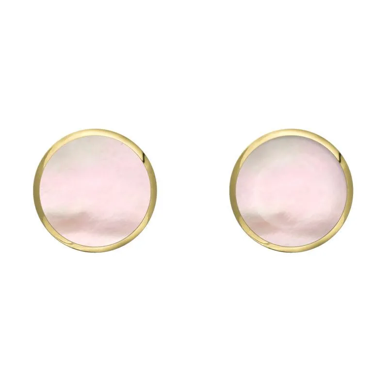 9ct Yellow Gold Pink Mother of Pearl 6mm Classic Medium Round Stud Earrings sold by Jura Watches