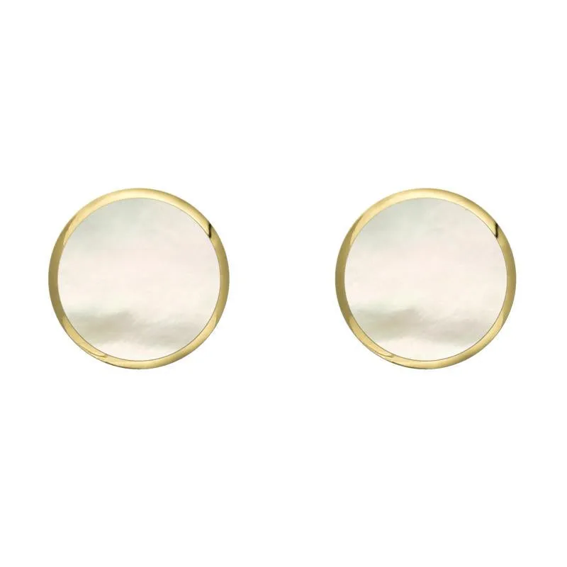 9ct Yellow Gold White Mother of Pearl 6mm Classic Medium Round Stud Earrings sold by Jura Watches