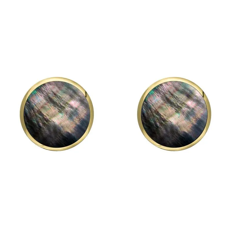 9ct Yellow Gold Dark Mother of Pearl 6mm Classic Medium Round Stud Earrings sold by Jura Watches