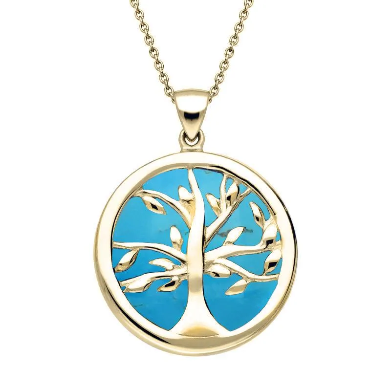 9ct Yellow Gold Turquoise Medium Round Tree of Life Two Piece Set sold by Jura Watches product image thumbnail 2