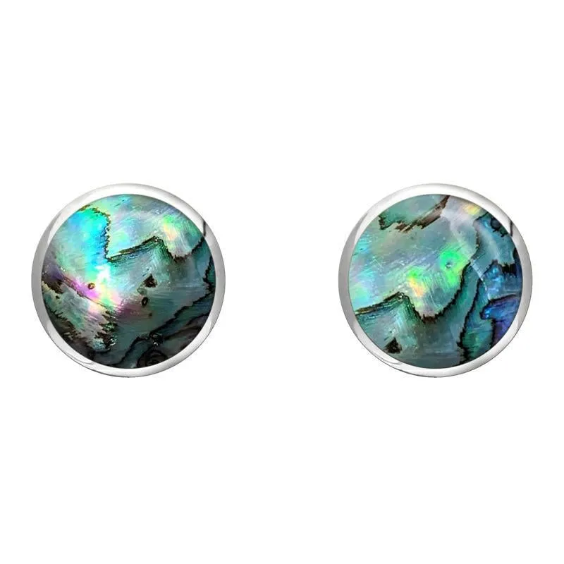 Sterling Silver Abalone 8mm Classic Large Round Stud Earrings sold by Jura Watches