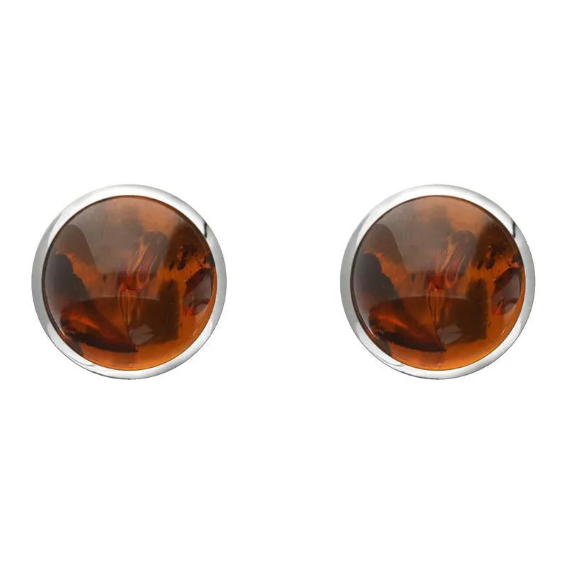 Sterling Silver Amber 8mm Classic Large Round Stud Earrings sold by Jura Watches