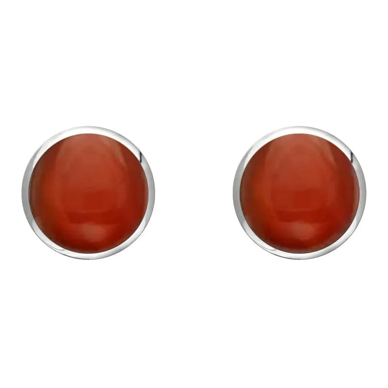 Sterling Silver Carnelian 8mm Classic Large Round Stud Earrings sold by Jura Watches