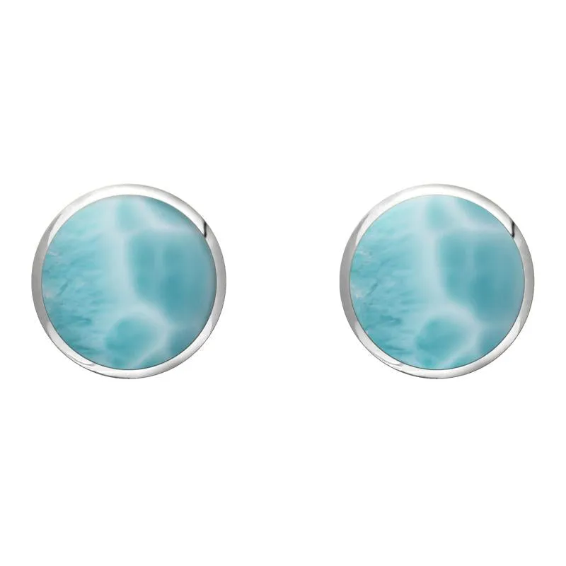 Sterling Silver Larimar 8mm Classic Large Round Stud Earrings sold by Jura Watches