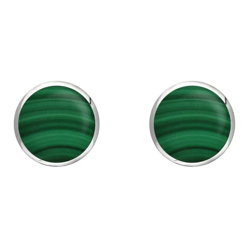 Sterling Silver Malachite 8mm Classic Large Round Stud Earrings sold by Jura Watches