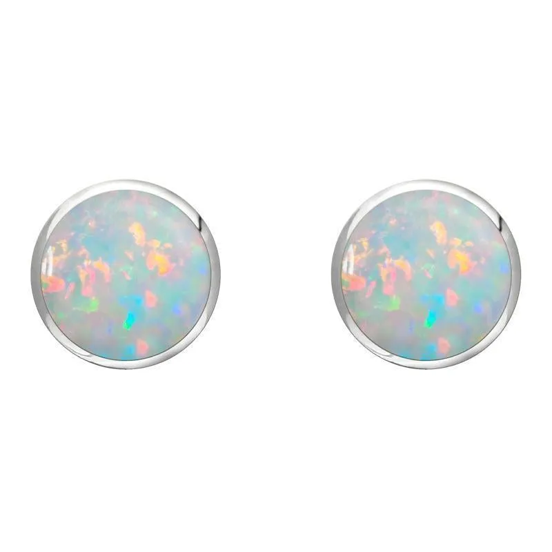 Sterling Silver Opal 8mm Classic Large Round Stud Earrings sold by Jura Watches
