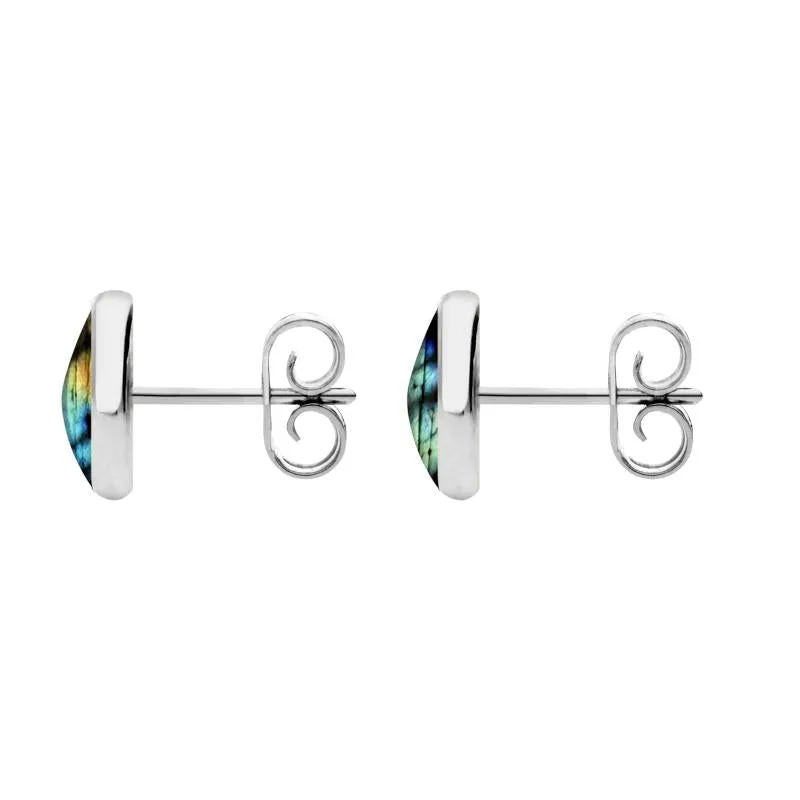 Sterling Silver Spectrolite 8mm Classic Large Round Stud Earrings sold by Jura Watches product image thumbnail 2