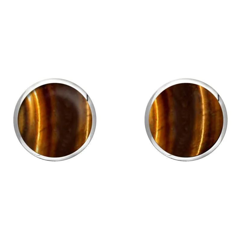 Sterling Silver Tigers Eye 8mm Classic Large Round Stud Earrings sold by Jura Watches