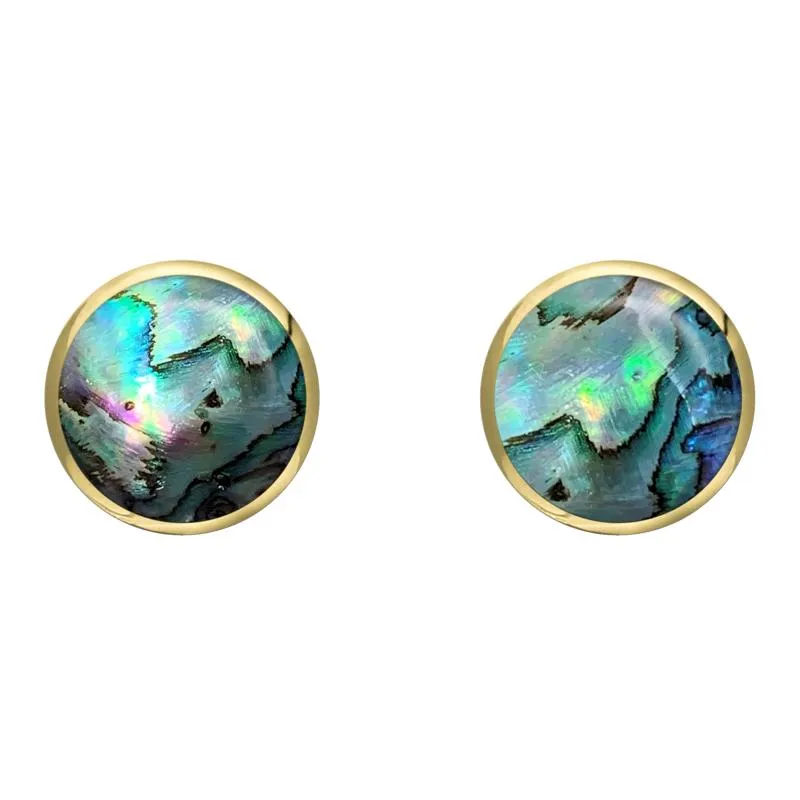 9ct Yellow Gold Abalone 8mm Classic Large Round Stud Earrings sold by Jura Watches