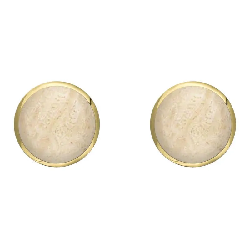 9ct Yellow Gold Coquina 8mm Classic Large Round Stud Earrings sold by Jura Watches