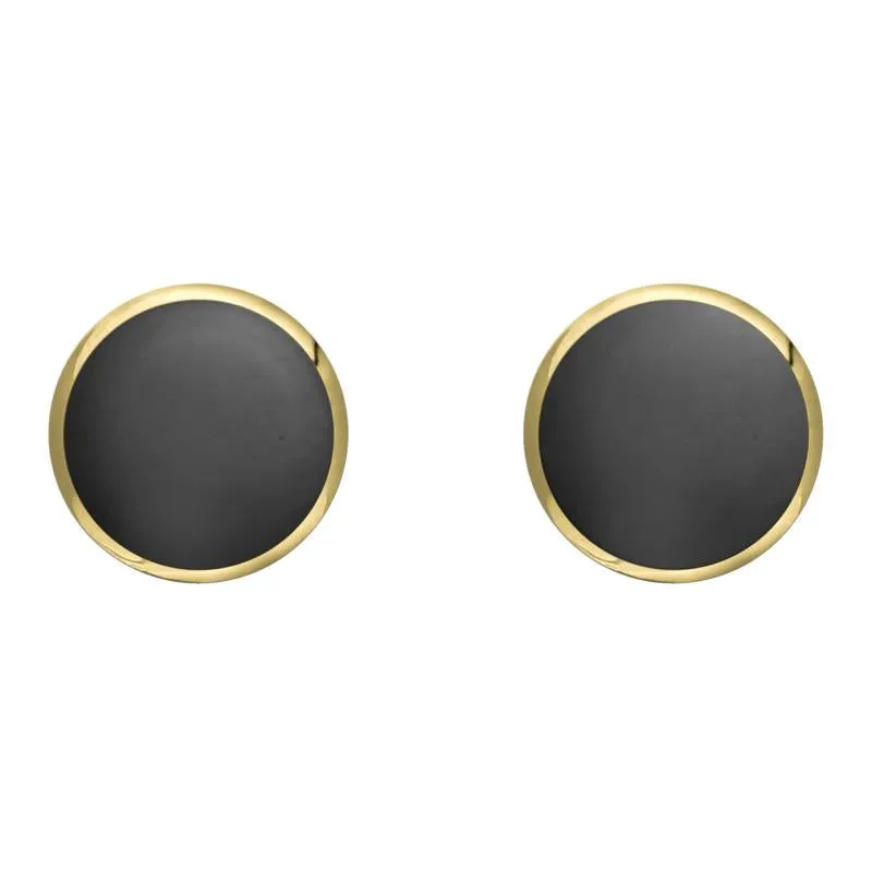 9ct Yellow Gold Hematite 8mm Classic Large Round Stud Earrings sold by Jura Watches