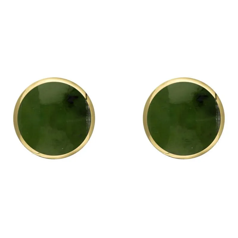 9ct Yellow Gold Jade 8mm Classic Large Round Stud Earrings sold by Jura Watches