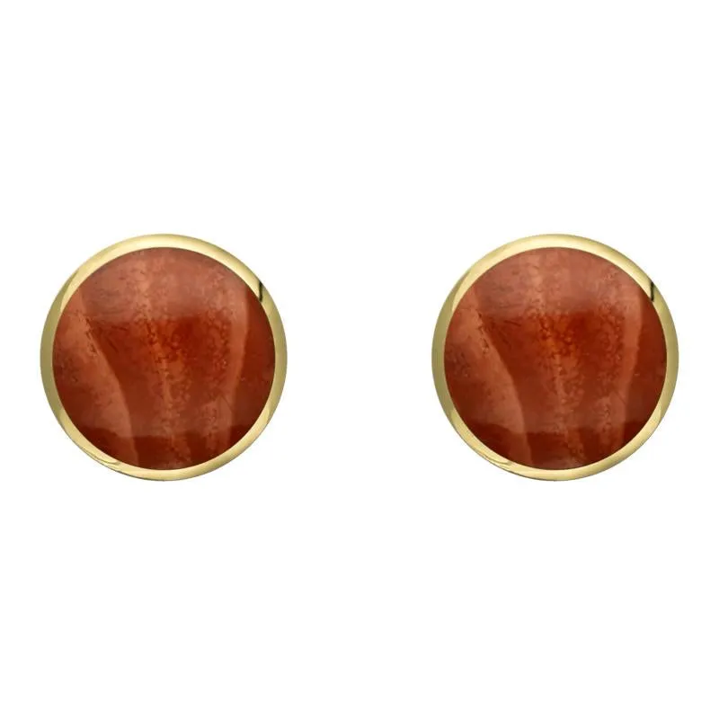 9ct Yellow Gold Jasper 8mm Classic Large Round Stud Earrings sold by Jura Watches