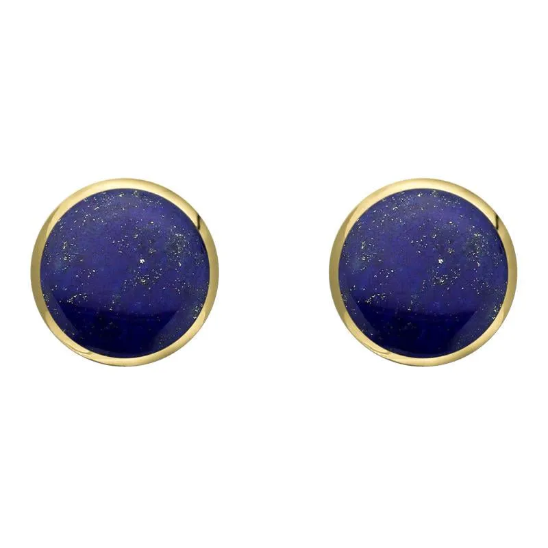 9ct Yellow Gold Lapis Lazuli 8mm Classic Large Round Stud Earrings sold by Jura Watches