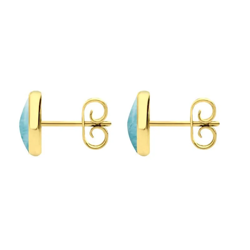 9ct Yellow Gold Larimar 8mm Classic Large Round Stud Earrings sold by Jura Watches product image thumbnail 2