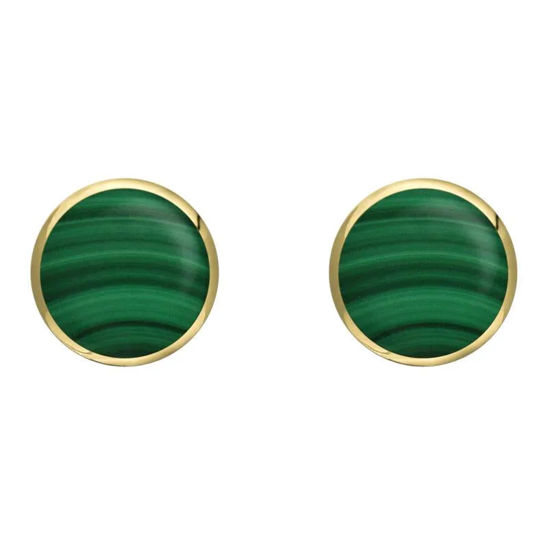 9ct Yellow Gold Malachite 8mm Classic Large Round Stud Earrings sold by Jura Watches