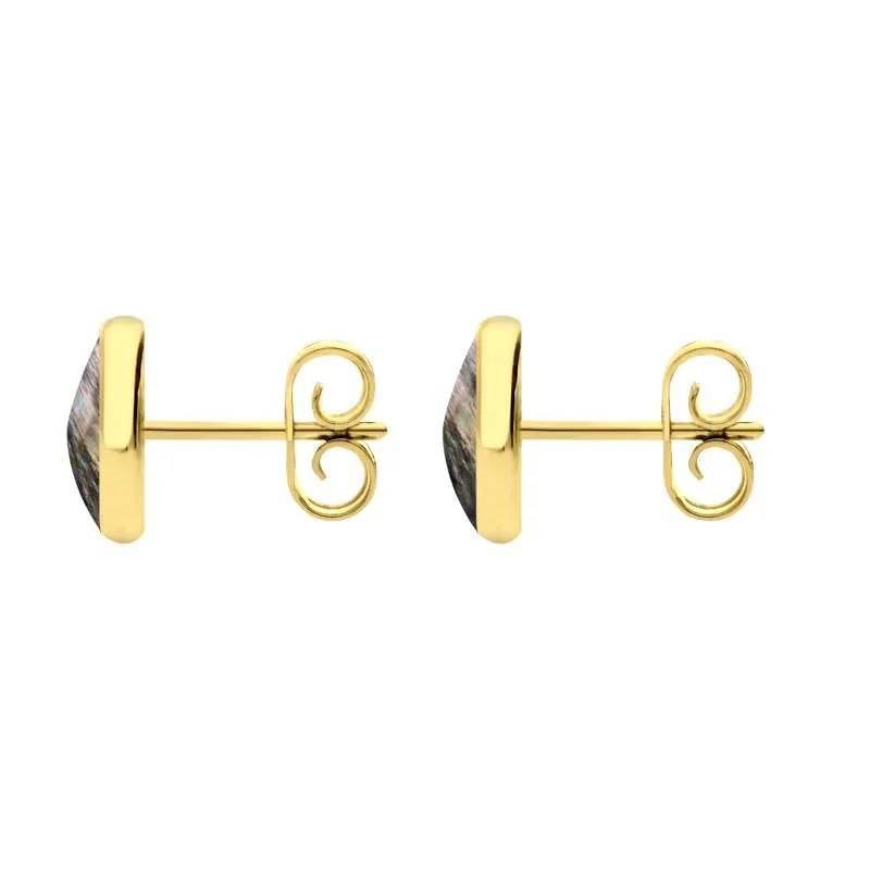 9ct Yellow Gold Dark Mother of Pearl 8mm Classic Large Round Stud Earrings sold by Jura Watches product image thumbnail 2