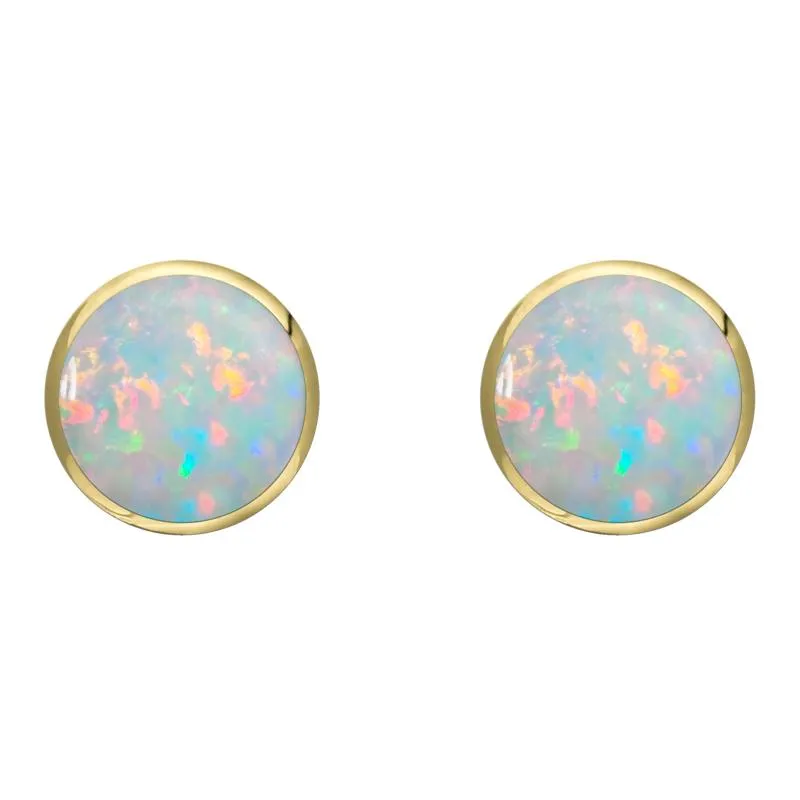 9ct Yellow Gold Opal 8mm Classic Large Round Stud Earrings sold by Jura Watches