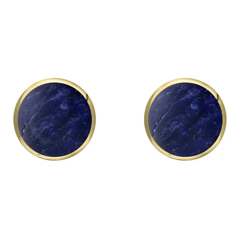 9ct Yellow Gold Sodalite 8mm Classic Large Round Stud Earrings sold by Jura Watches