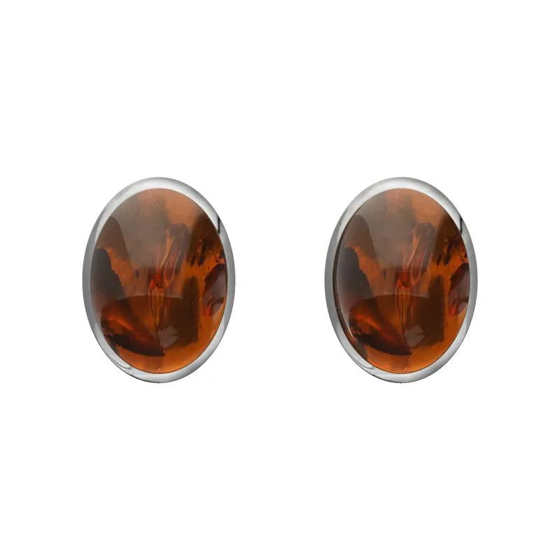 Sterling Silver Amber 7 x 5mm Classic Small Oval Stud Earrings sold by Jura Watches