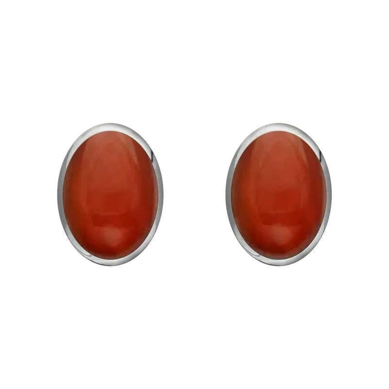 Sterling Silver Carnelian 7 x 5mm Classic Small Oval Stud Earrings sold by Jura Watches