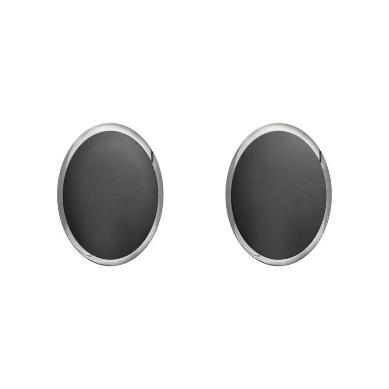 Sterling Silver Hematite 7 x 5mm Classic Small Oval Stud Earrings sold by Jura Watches