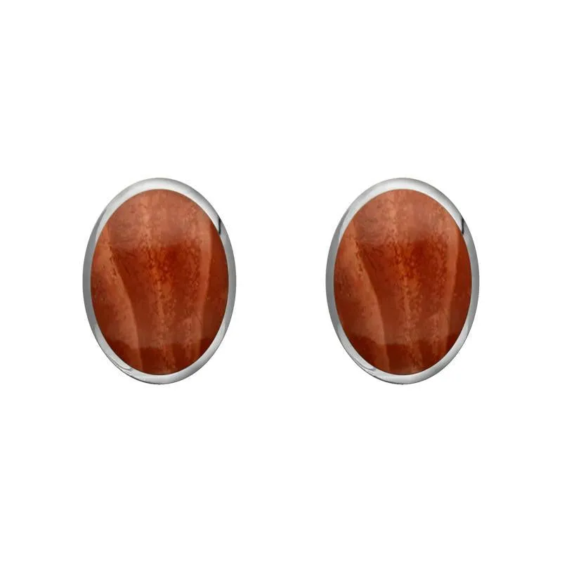 Sterling Silver Jasper 7 x 5mm Classic Small Oval Stud Earrings sold by Jura Watches