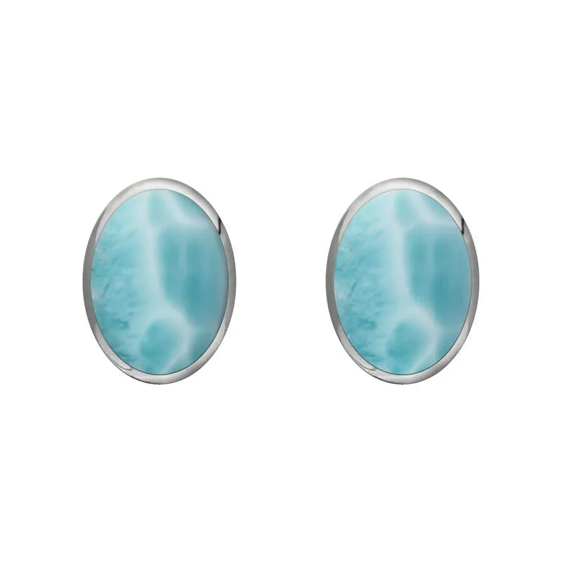 Sterling Silver Larimar 7 x 5mm Classic Small Oval Stud Earrings sold by Jura Watches