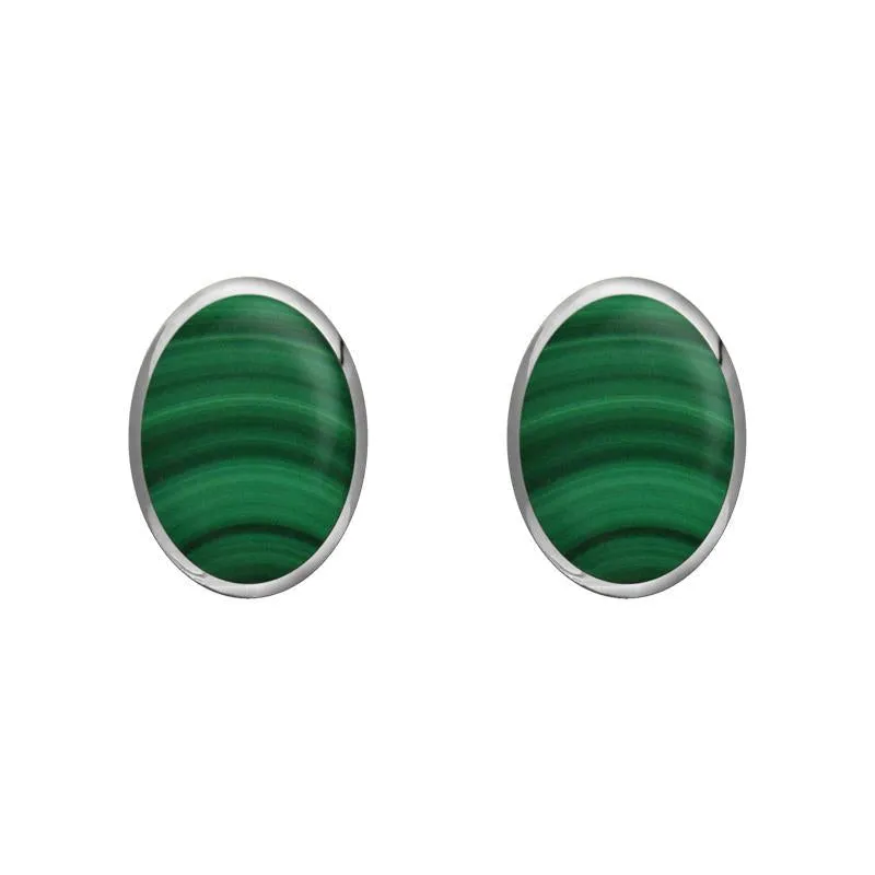 Sterling Silver Malachite 7 x 5mm Classic Small Oval Stud Earrings sold by Jura Watches
