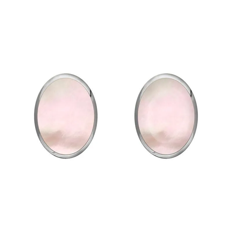 Sterling Silver Pink Mother of Pearl 7 x 5mm Classic Small Oval Stud Earrings sold by Jura Watches