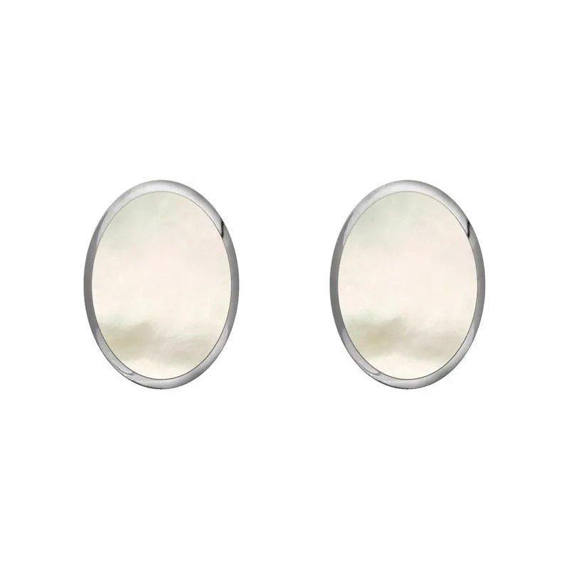 Sterling Silver White Mother of Pearl 7 x 5mm Classic Small Oval Stud Earrings sold by Jura Watches