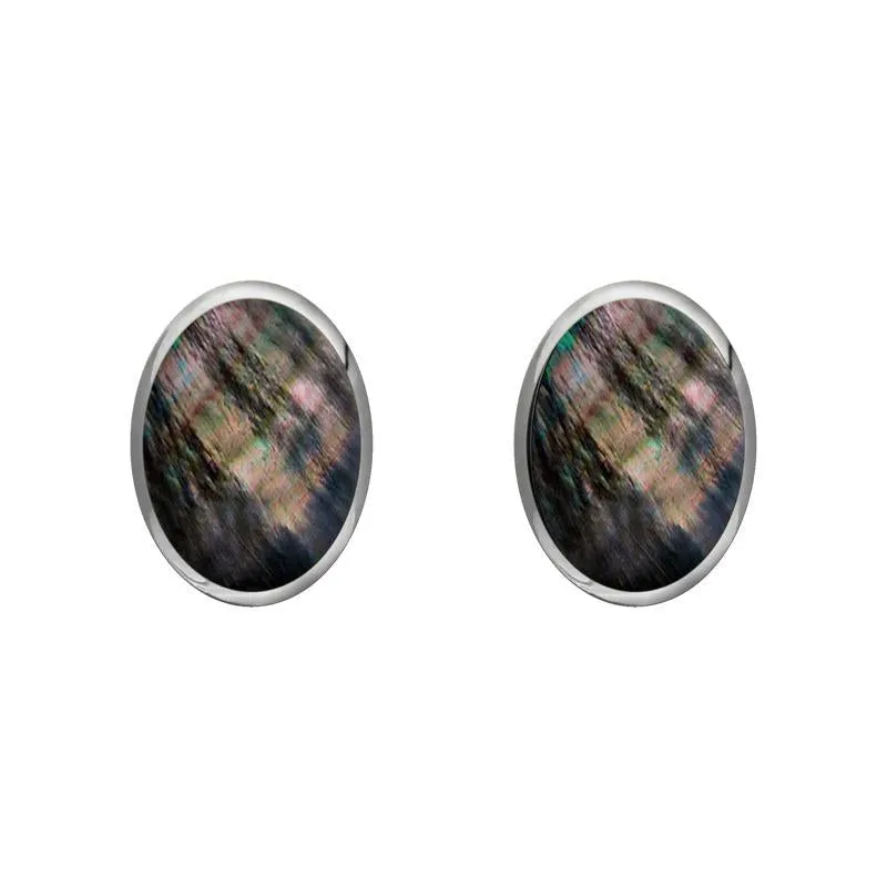Sterling Silver Dark Mother of Pearl 7 x 5mm Classic Small Oval Stud Earrings sold by Jura Watches