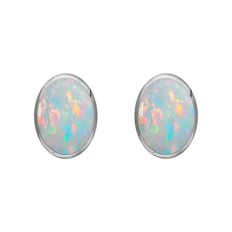Sterling Silver Opal 7 x 5mm Classic Small Oval Stud Earrings sold by Jura Watches