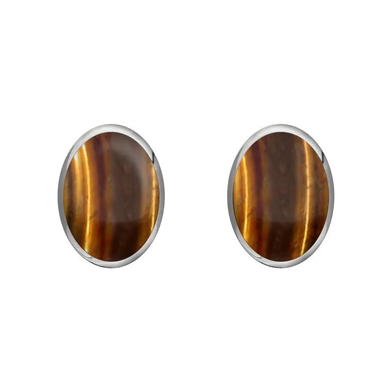 Sterling Silver Tigers Eye 7 x 5mm Classic Small Oval Stud Earrings sold by Jura Watches