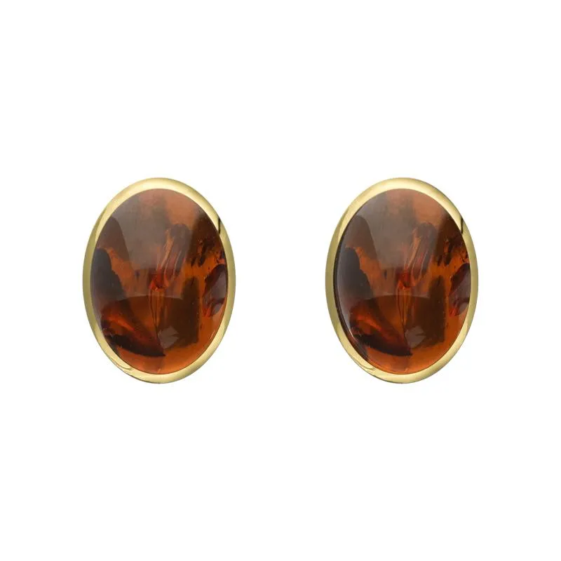 9ct Yellow Gold Amber 7 x 5mm Classic Small Oval Stud Earrings sold by Jura Watches