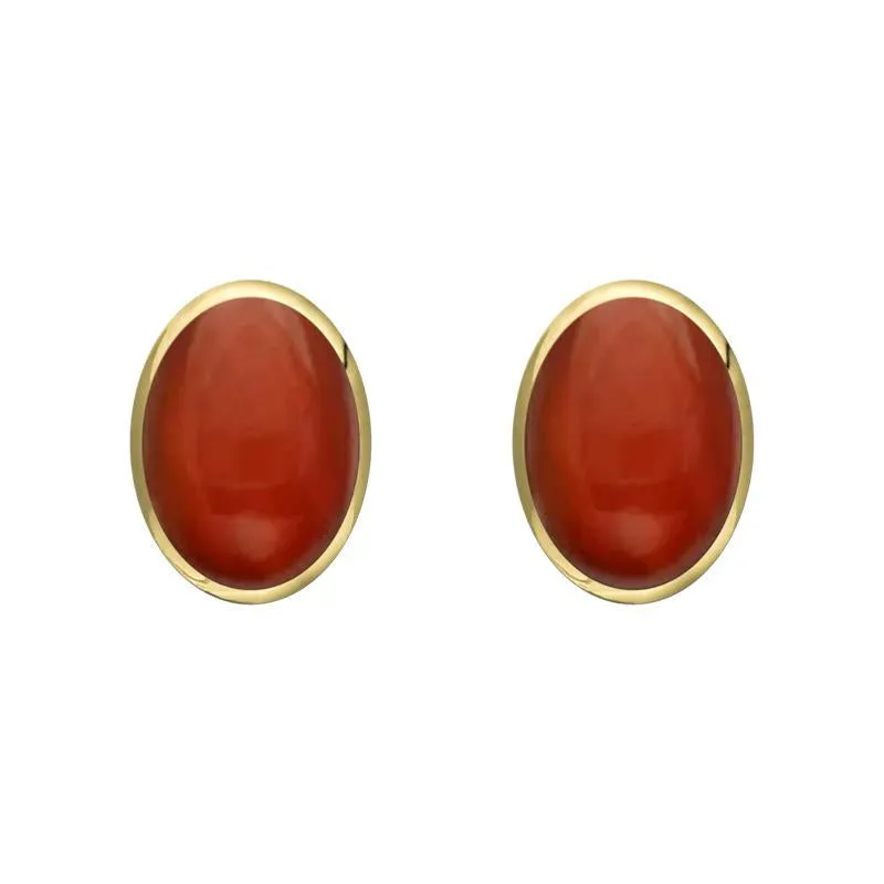 9ct Yellow Gold Carnelian 7 x 5mm Classic Small Oval Stud Earrings sold by Jura Watches
