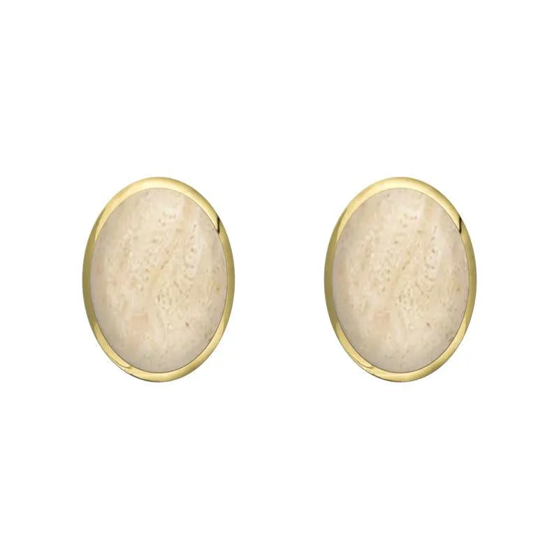 9ct Yellow Gold Coquina 7 x 5mm Classic Small Oval Stud Earrings sold by Jura Watches