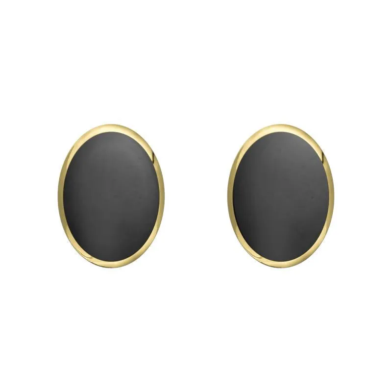 9ct Yellow Gold Hematite 7 x 5mm Classic Small Oval Stud Earrings sold by Jura Watches