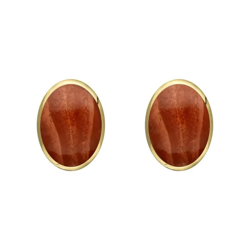 9ct Yellow Gold Jasper 7 x 5mm Classic Small Oval Stud Earrings sold by Jura Watches