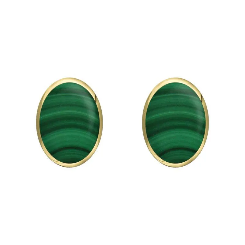 9ct Yellow Gold Malachite 7 x 5mm Classic Small Oval Stud Earrings sold by Jura Watches