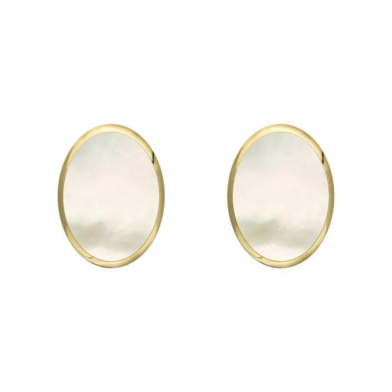 9ct Yellow Gold White Mother of Pearl 7 x 5mm Classic Small Oval Stud Earrings sold by Jura Watches