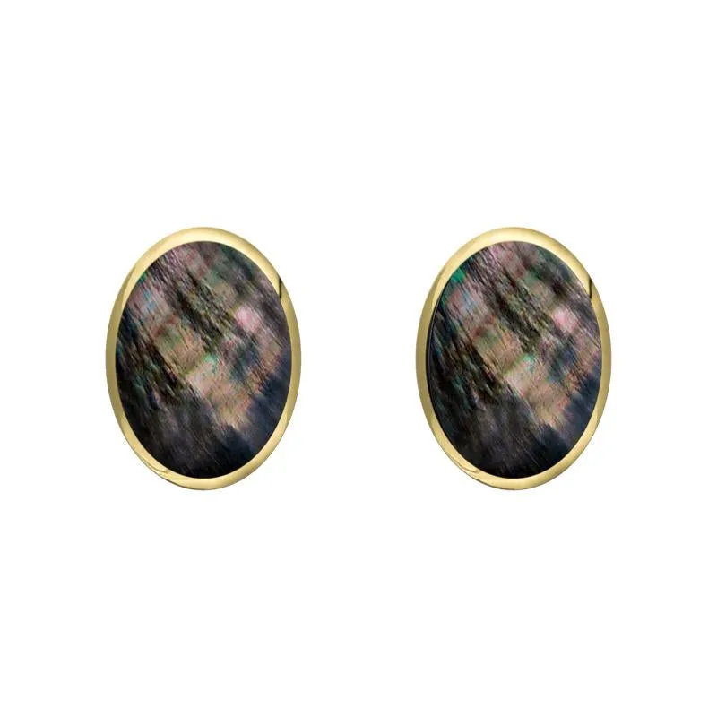 9ct Yellow Gold Dark Mother of Pearl 7 x 5mm Classic Small Oval Stud Earrings sold by Jura Watches