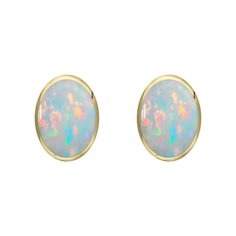 9ct Yellow Gold Opal 7 x 5mm Classic Small Oval Stud Earrings sold by Jura Watches